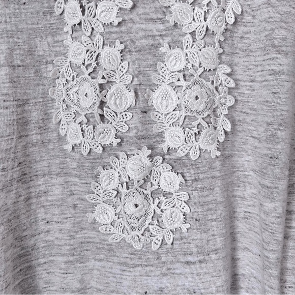 Sundance Oatmeal Lace Applique Linen Letty Shirt Silver Thread Seaming Summer - Picture 10 of 12